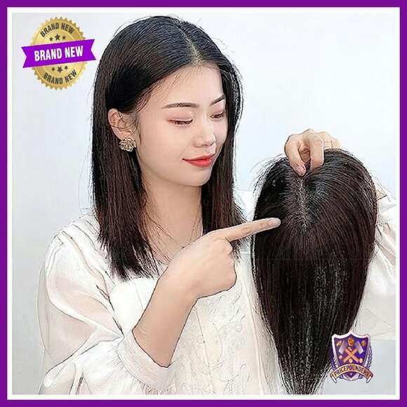 Silk Base Human Hair Topper 32cm Straight Clip-In Hairpiece for Women main image 4